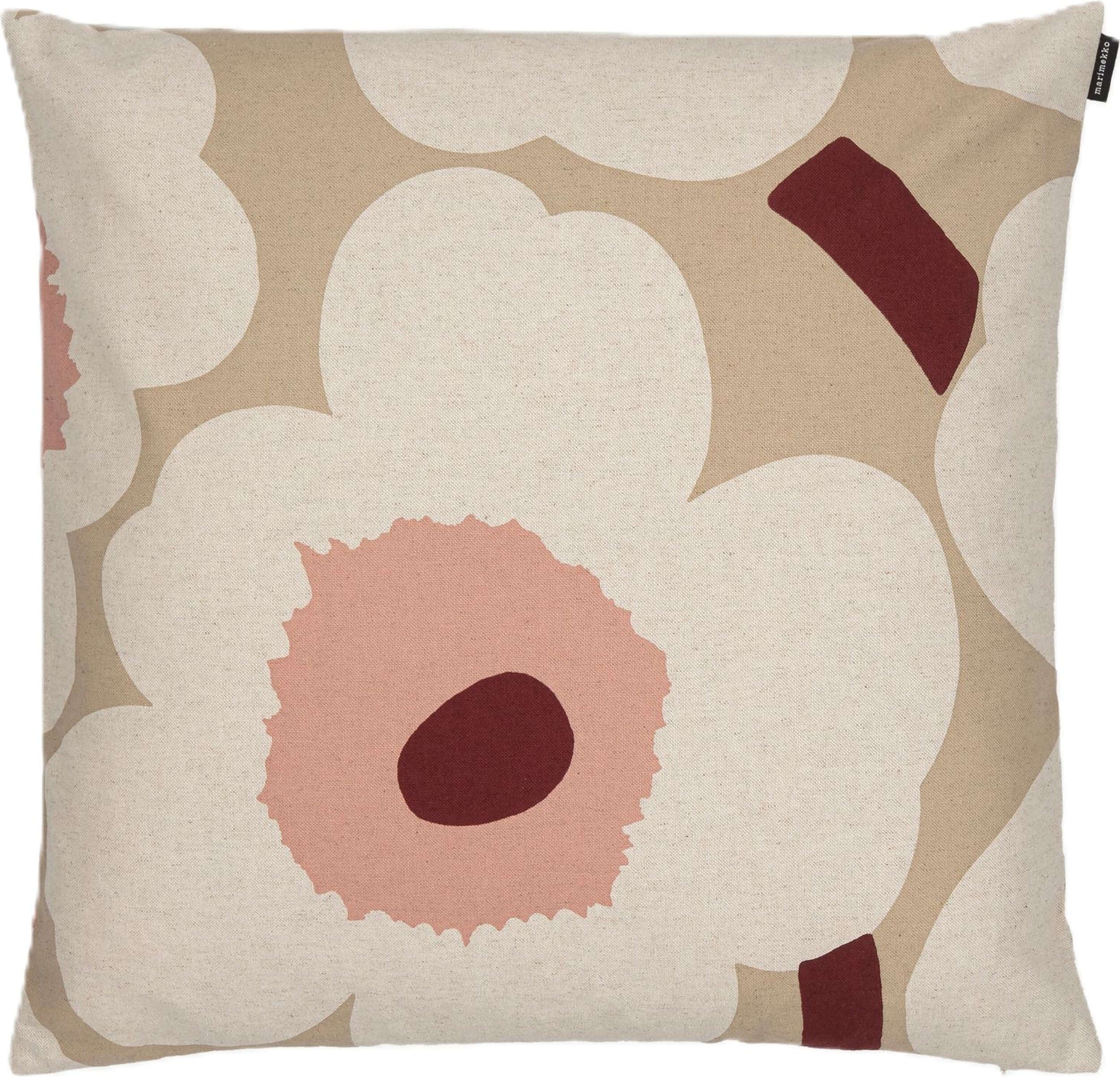 Unikko Kissenbezug 50 x 50 cm, beigerosa, Baumwolle-Leinen