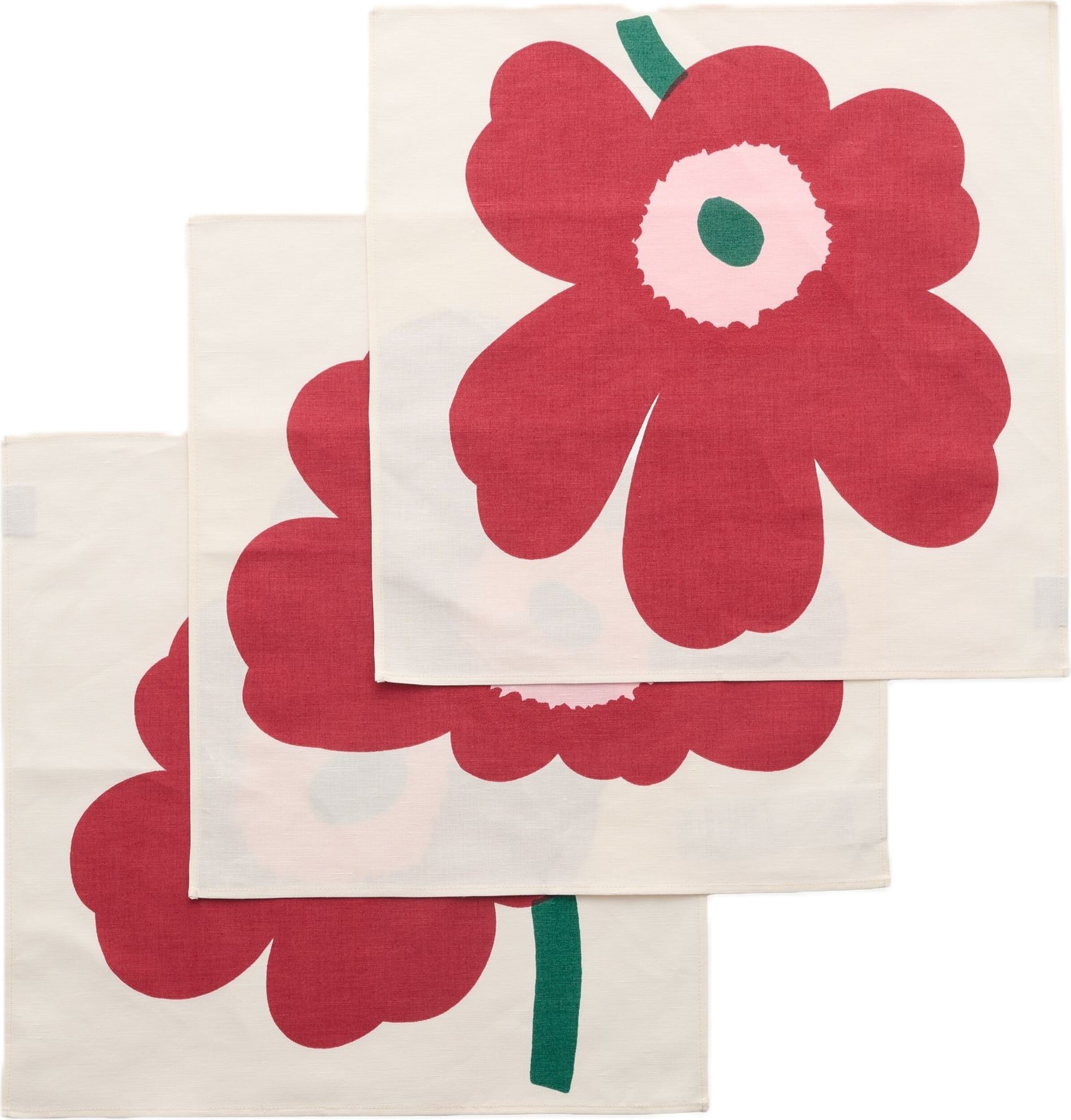Unikko Stoffservietten 45 x 45 cm, weiß-rot, 3 St.