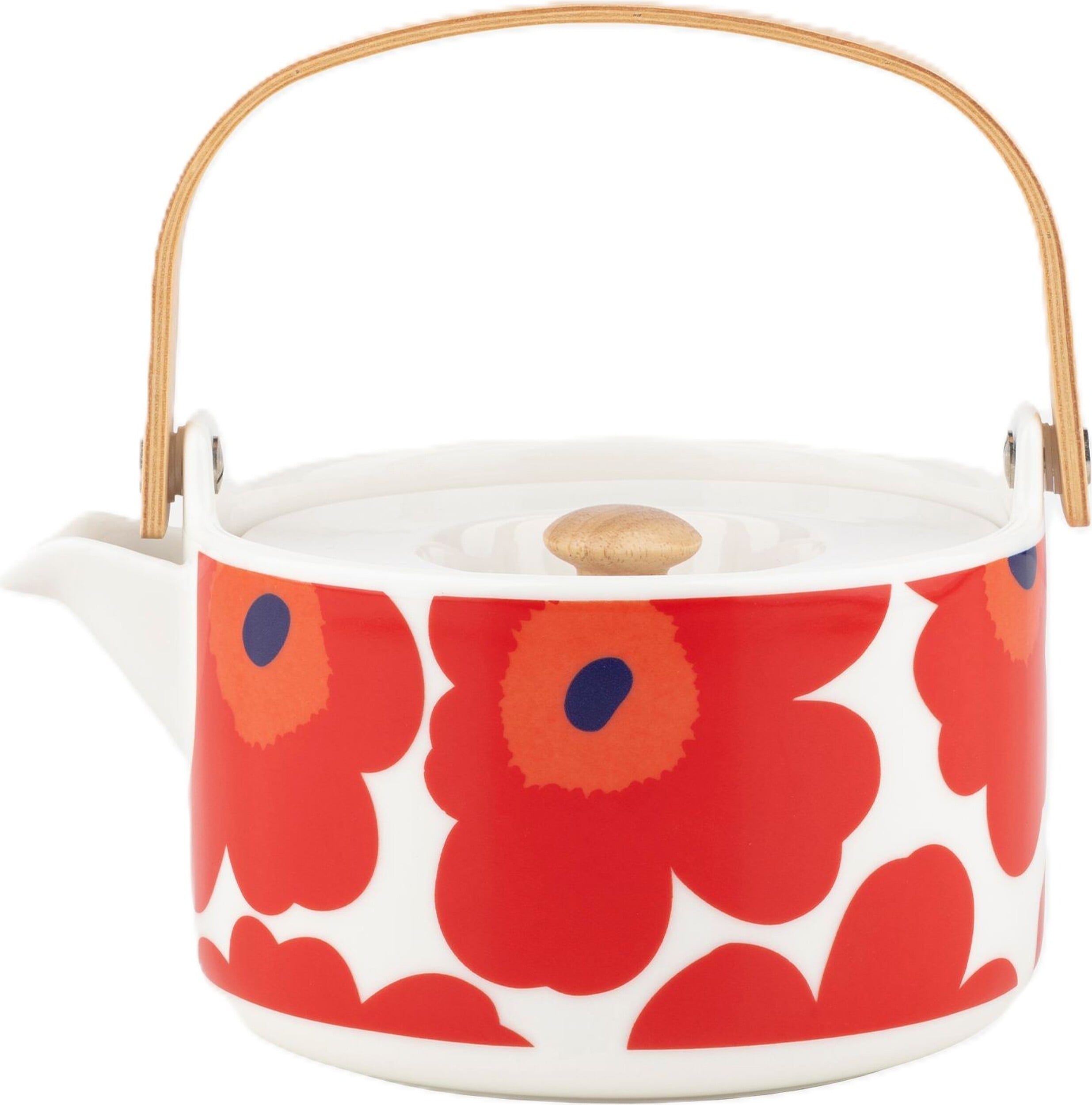 Unikko Teekanne 700 ml, weiß-rot