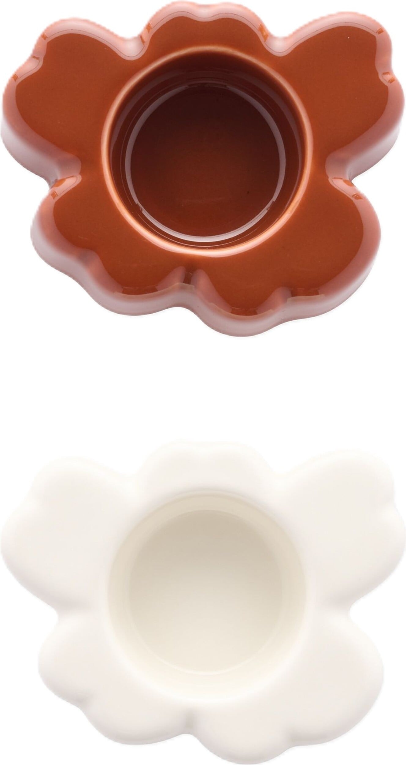 Unikko Teelichthalter 10 cm, weiß-braun, 2 St.