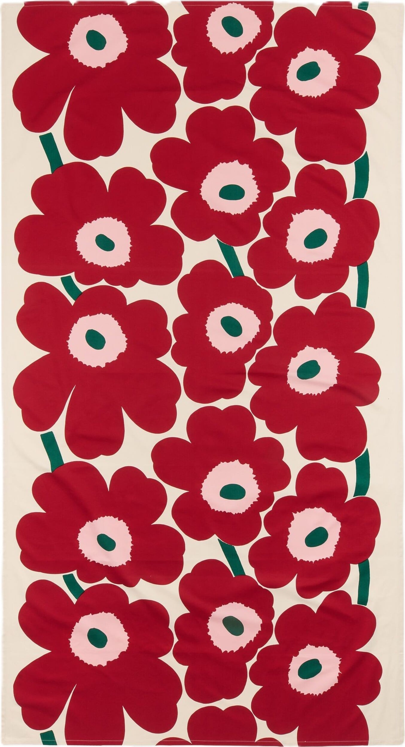 Unikko Tischdecke 135 x 250 cm, weiß-rot, Baumwolle