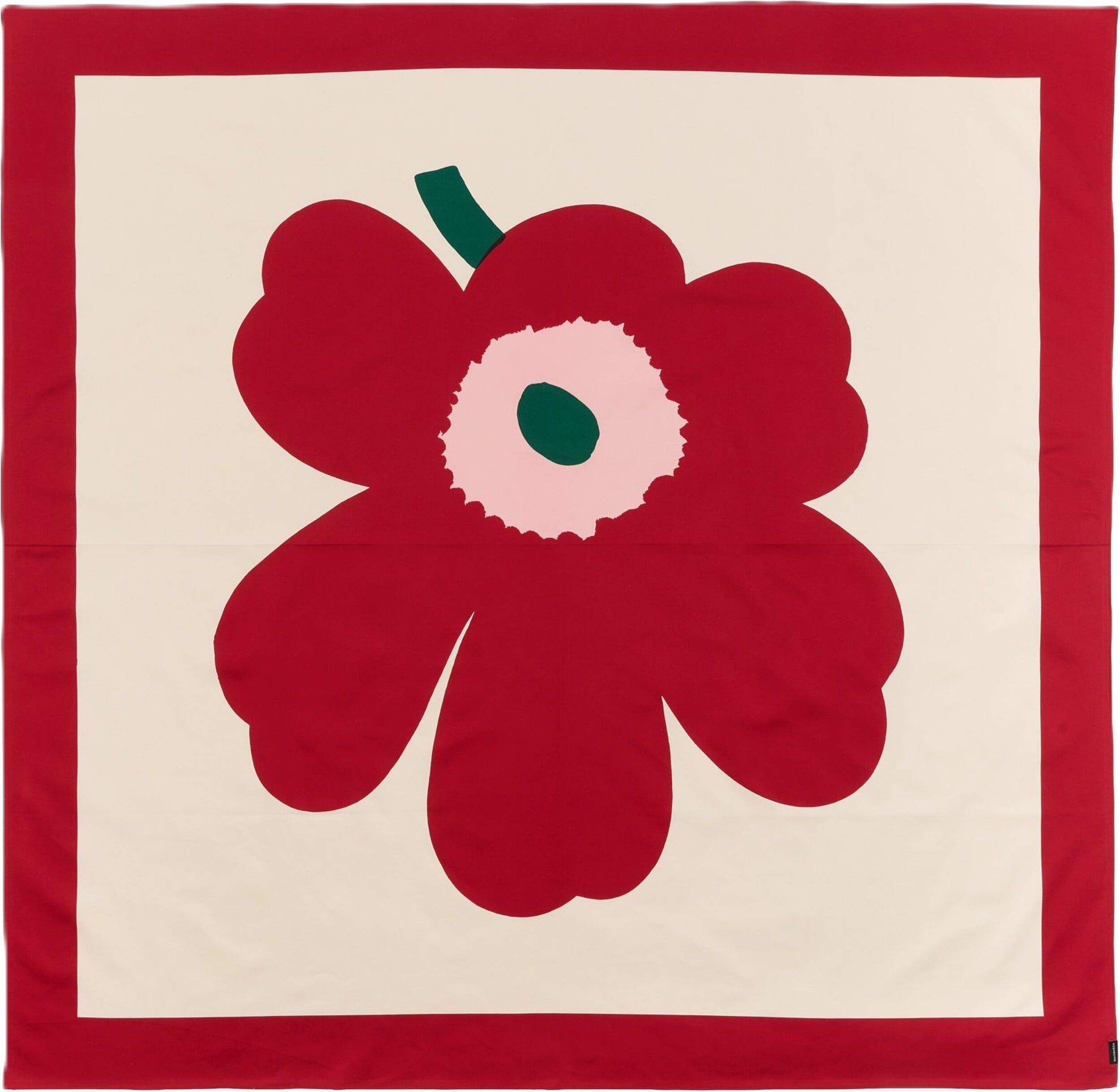 Unikko Tischdecke 140 x 140 cm, weiß-rot, Baumwolle