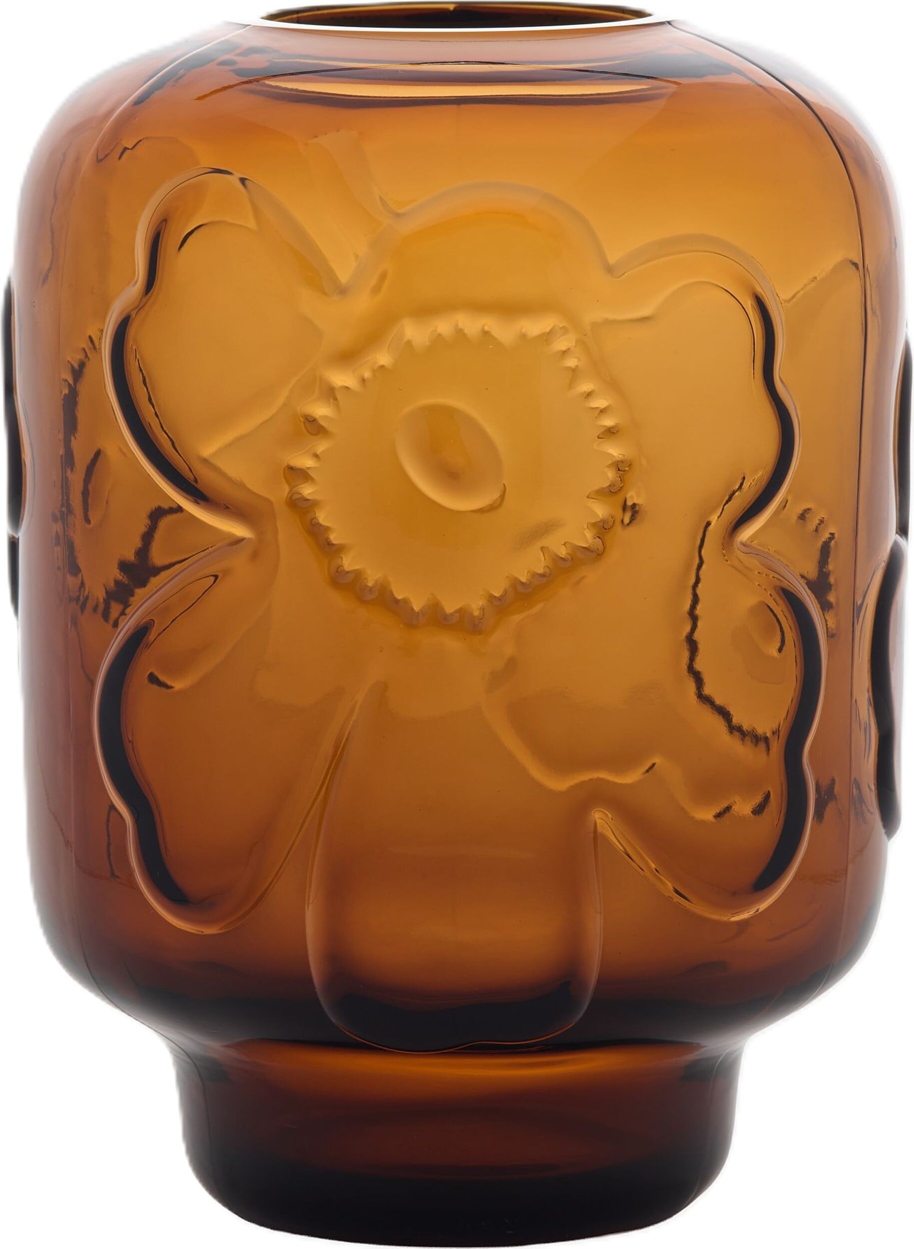 Unikko Vase 18 cm, bernsteinfarben, Glas