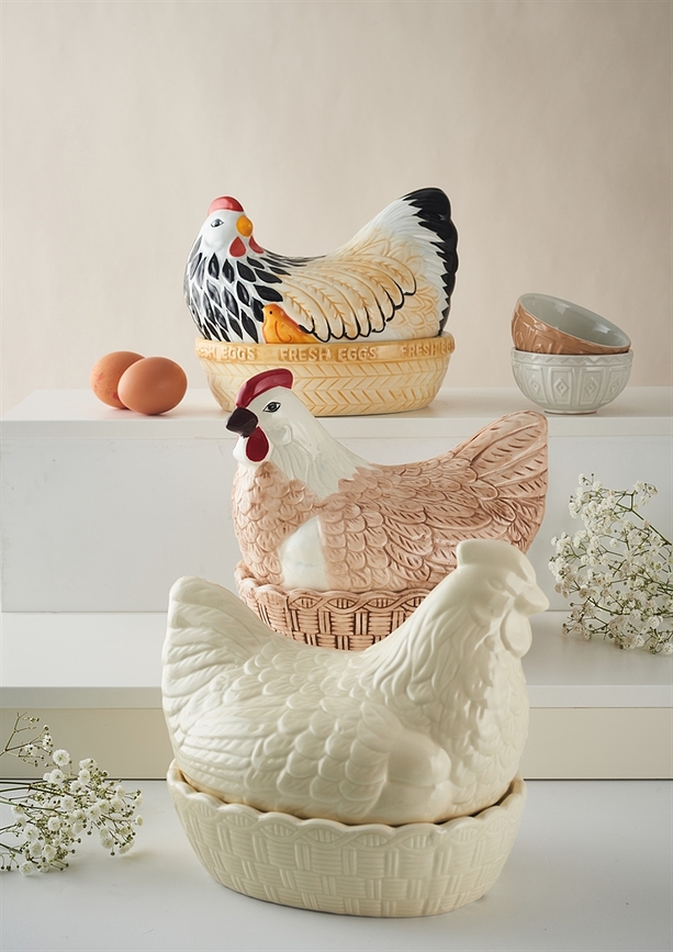 Hen Nest Panier À Œufs en forme de poule, multicolore