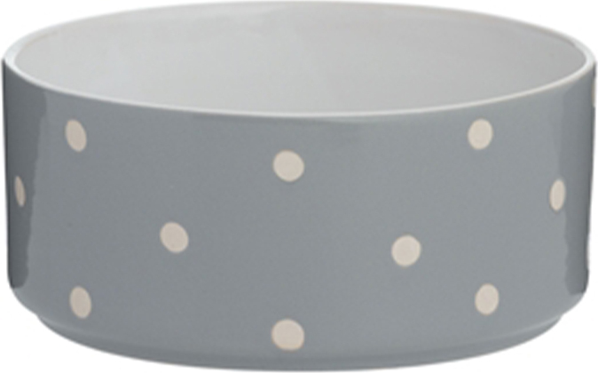 Hunde- oder Katzennapf Polka Dot gepunktet 18 cm, grau