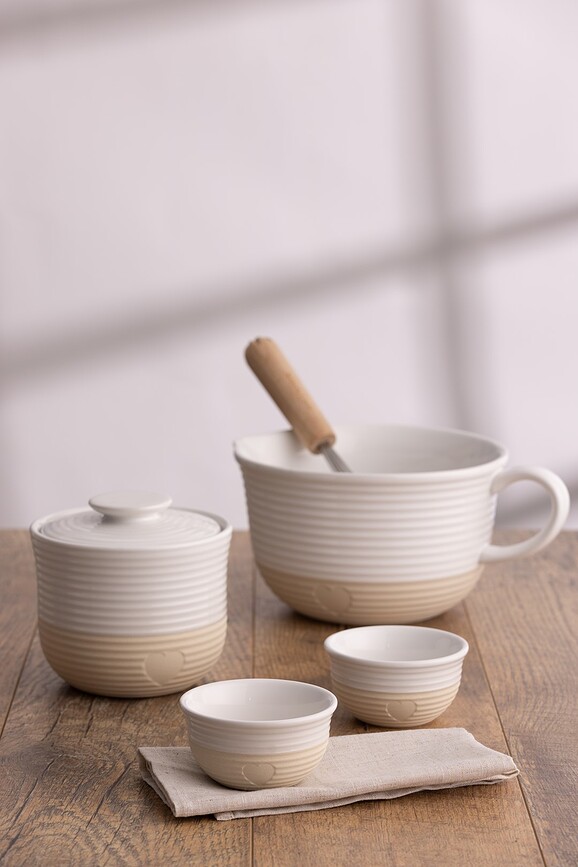 Rustic Charm Pichet à Pâte à Crêpes, 2 L, beige