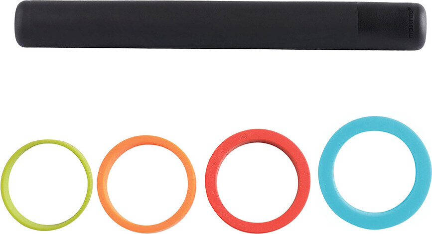 Rodillo de Amasar Mastrad, con anillos de grosor, 41 cm, Set de 5 piezas