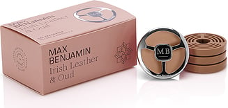 Automašīnas atsvaidzinātājs Max Benjamin Irish Leather & Oud ar ieliktņiem 5 daļu