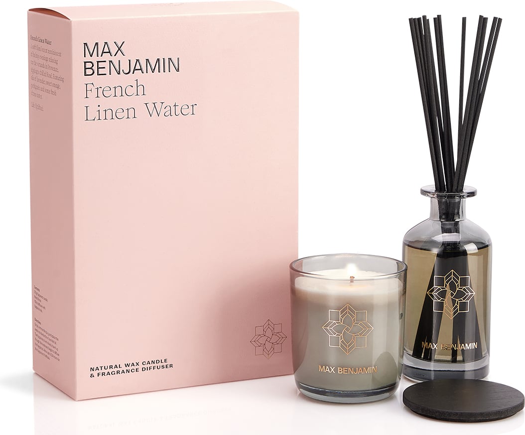 Max Benjamin French Linen Water Duftkerze und Raumdiffusor, 2-teilig