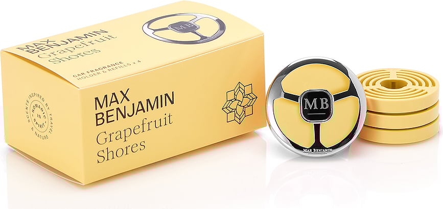 Max Benjamin Grapefruit Shores Diffuseur de Parfum pour Voiture avec recharges, Set 5 pièces