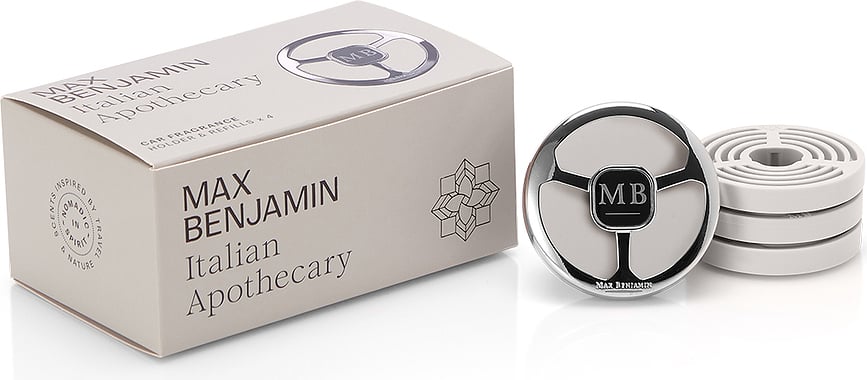 Max Benjamin Italian Apothecary Diffuseur de Voiture avec recharges, Set 5 pièces