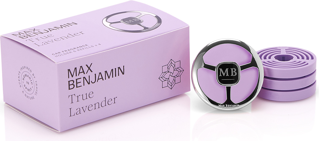 Odświeżacz do samochodu Max Benjamin True Lavender z wkładami 5 el.