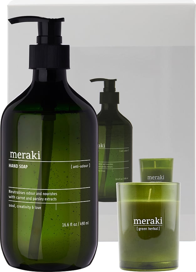 Meraki Anti Odour & Green Herbal Handseife und Duftkerze 2 El.