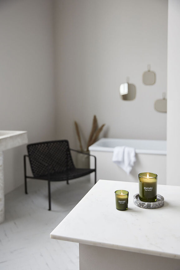 Meraki Κερί Αρωματικό Green Herbal, μικρό, σε πράσινο γυαλί