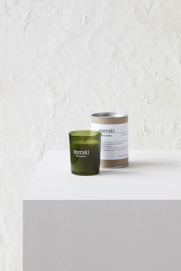 Meraki Κερί Αρωματικό Green Herbal, μικρό, σε πράσινο γυαλί