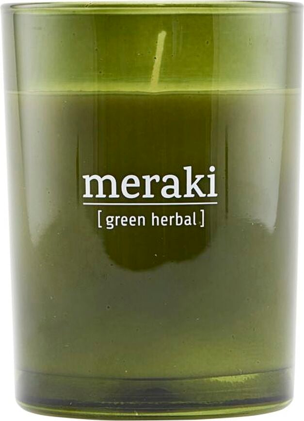 Meraki Green Herbal Duftkerze groß im grünen Glas