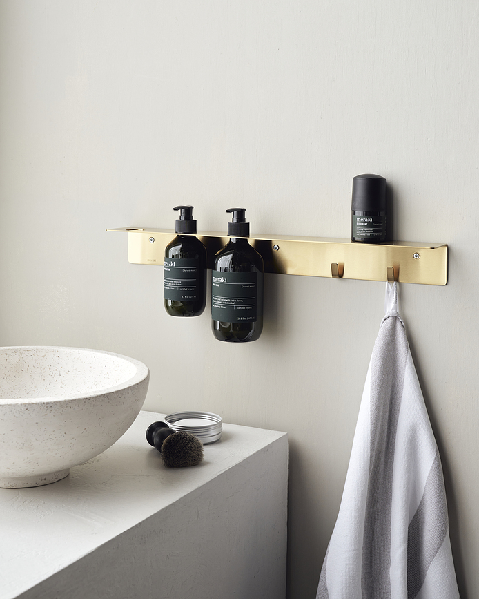 Colgador de Baño Meraki, para botellas de líquido, plateado