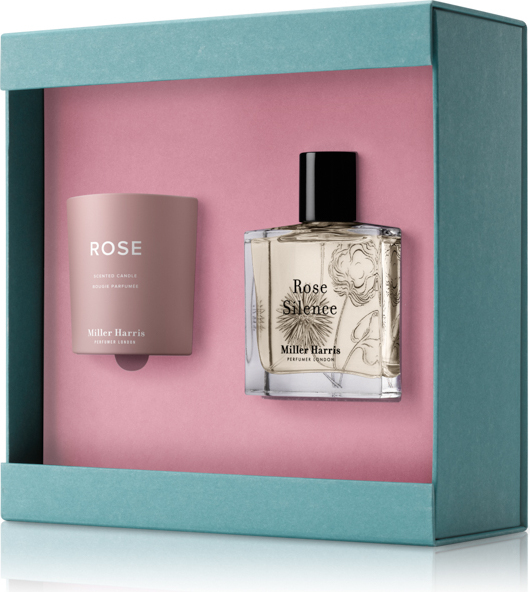 Woda perfumowana i świeca Miller Harris Rose Silence w zestawie