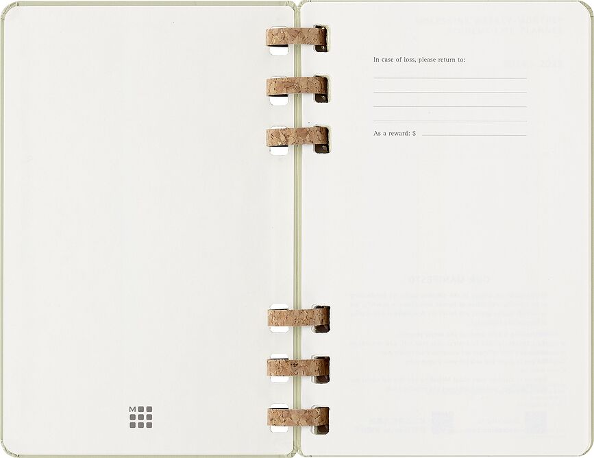 Agenda Académica Moleskine de tapa dura y espiral, 2026, 12 meses, tamaño L, pistacho