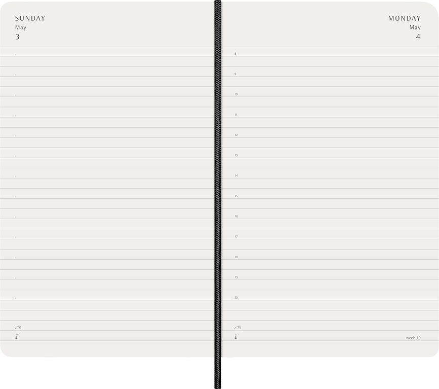 Agenda Diaria de tapa blanda Moleskine, 12 meses, tamaño L, 2026, negro