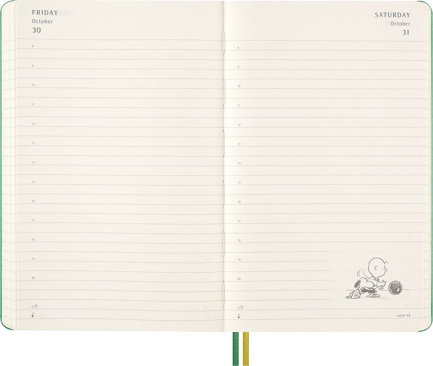 Agenda Diaria Moleskine Peanuts Charlie & Snoopy, de tapa dura, 2026, 12 meses, tamaño L