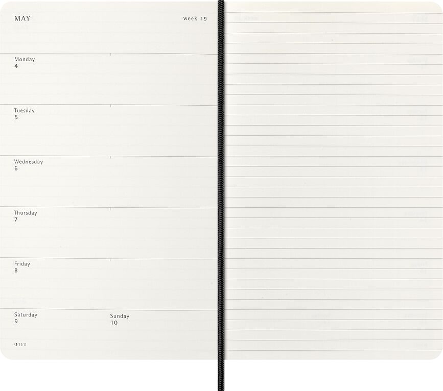 Agenda Semanal de tapa blanda Moleskine Mamba 2026 12 Meses, estampado piel de serpiente, tamaño L, negro, con caja de regalo