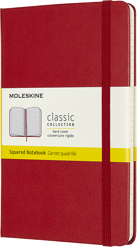 Čtverečkovaný zápisník Moleskine Classic tvrdá vazba M 208 stran červený