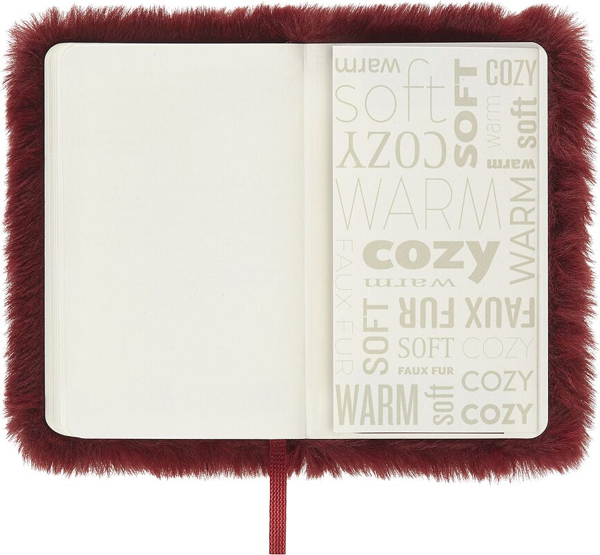 Cuaderno de cubierta peluda Moleskine XS, liso, color crema, en caja de regalo