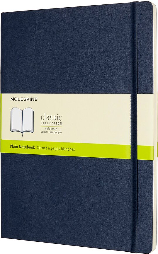Cuaderno de tapa blanda Moleskine, a rayas, XL, zafiro
