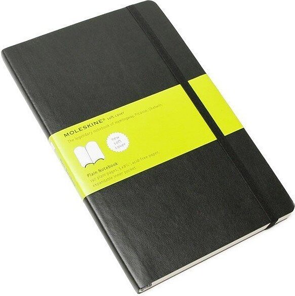 Cuaderno de tapa blanda Moleskine, tamaño L, 192 páginas, liso, negro
