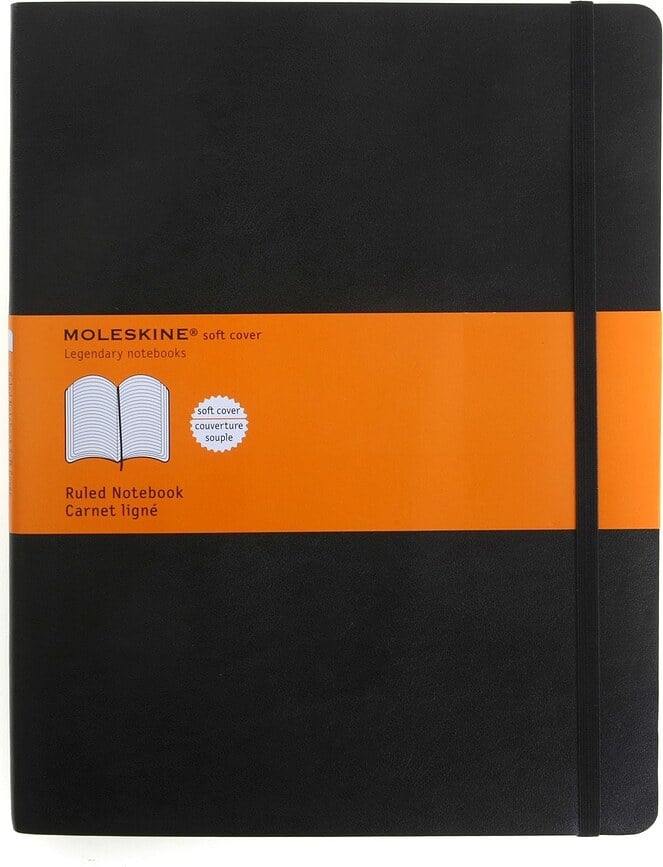 Cuaderno de tapa blanda Moleskine, XL, rayado, negro