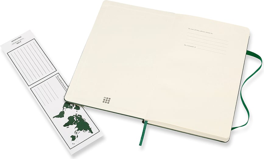 Cuaderno de tapa dura Moleskine Classic, tamaño L, 240 páginas, liso, verde bosque