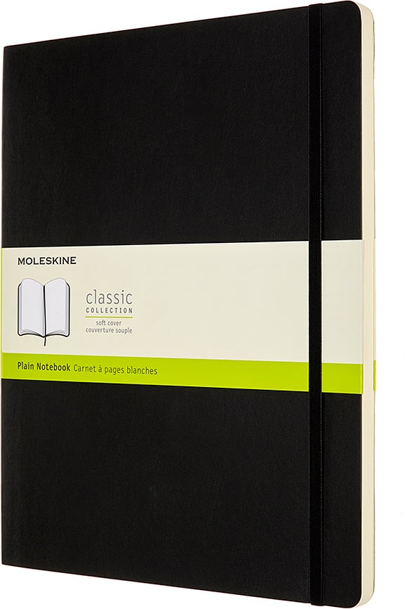 Cuaderno liso Moleskine Classic, 192 páginas, tamaño XXL, negro, tapa blanda