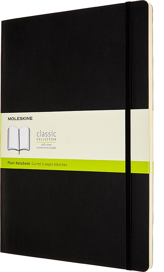 Cuaderno liso Moleskine Classic, tapa blanda, A4, 192 páginas, negro