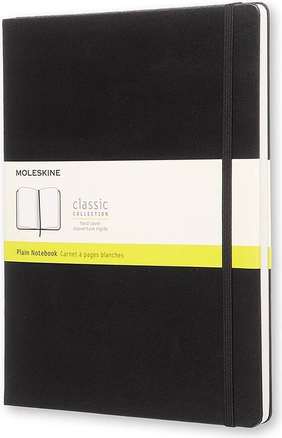 Cuaderno liso Moleskine XL, de tapa dura, negro
