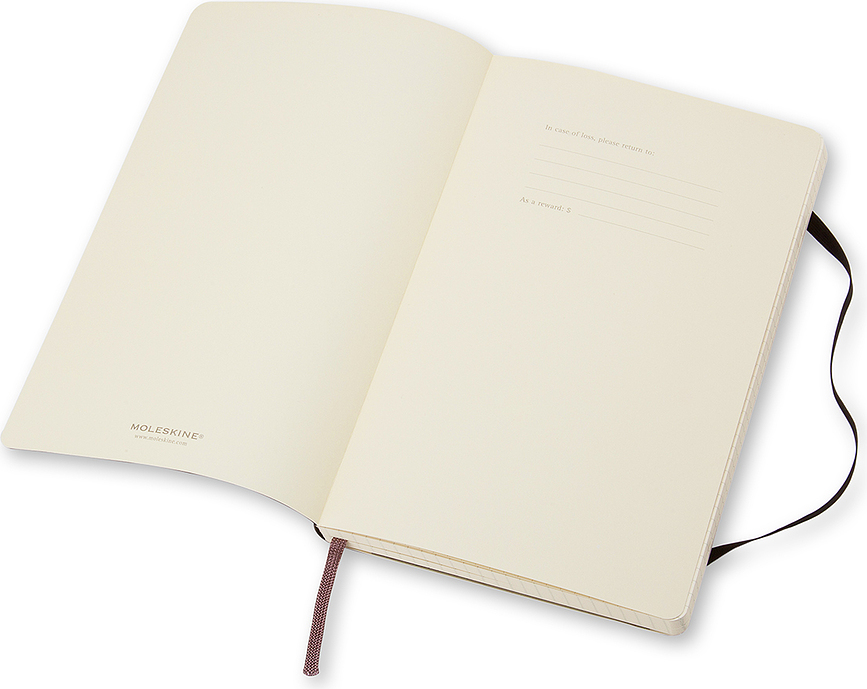 Cuaderno de tapa blanda Moleskine, cuadriculado, 192 páginas, tamaño L, negro