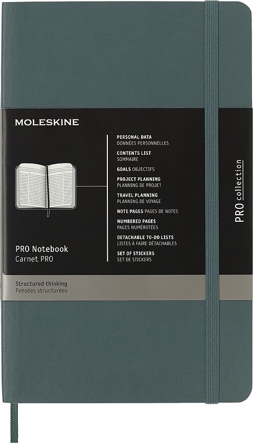 Cuaderno rayado de tapa blanda Moleskine Professional L, 192 páginas, negro
