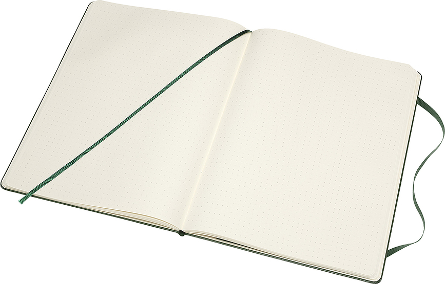 Cuaderno punteado de tapa dura Moleskine Classic XL, 192 páginas, verde bosque