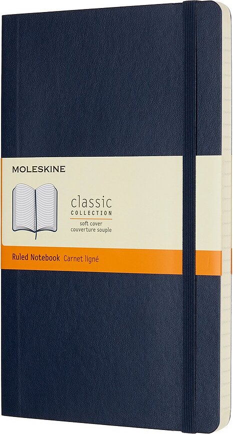 Cuaderno rayado de tapa blanda Moleskine, tamaño L, 192 páginas