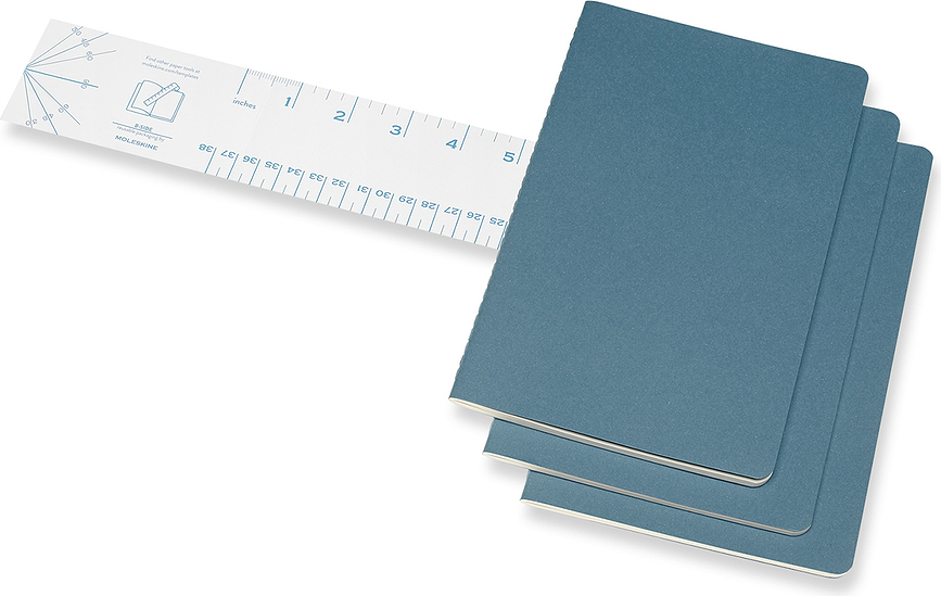 Cuadernos Moleskine Cahier Journals L rayados, azules, 3 unidades