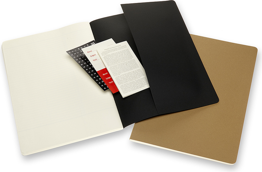 Cuadernos de tapa blanda Moleskine Subject Cahier, A4, 160 páginas, negro y rojo, Pack de 2 unidades