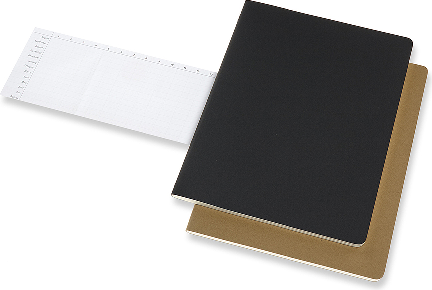 Cuadernos de tapa blanda Moleskine Subject Cahier XXL, 160 páginas, negro y rojo, 2 unidades