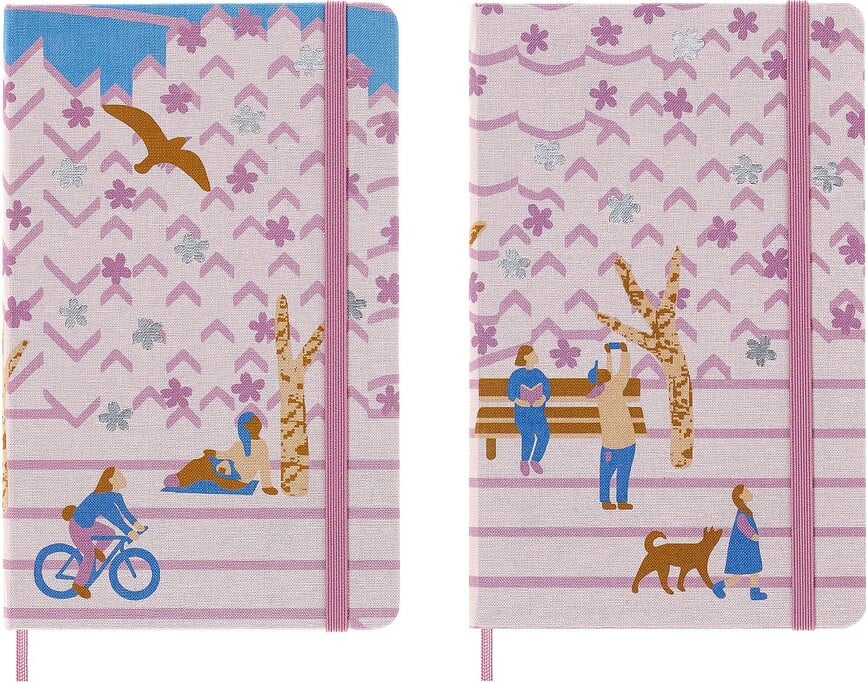 Cuadernos Moleskine Sakura, Edición Limitada, talla L, uno liso y otro rayado, en estuche de regalo, Set de 2 unidades