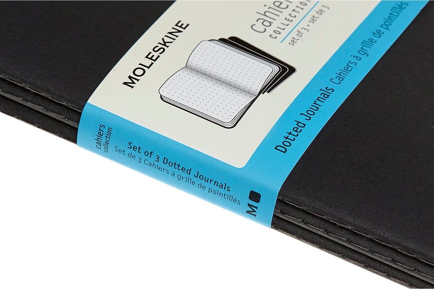 Cuadernos punteados Moleskine Cahier Journals, tamaño L, negros, Pack de 3 unidades
