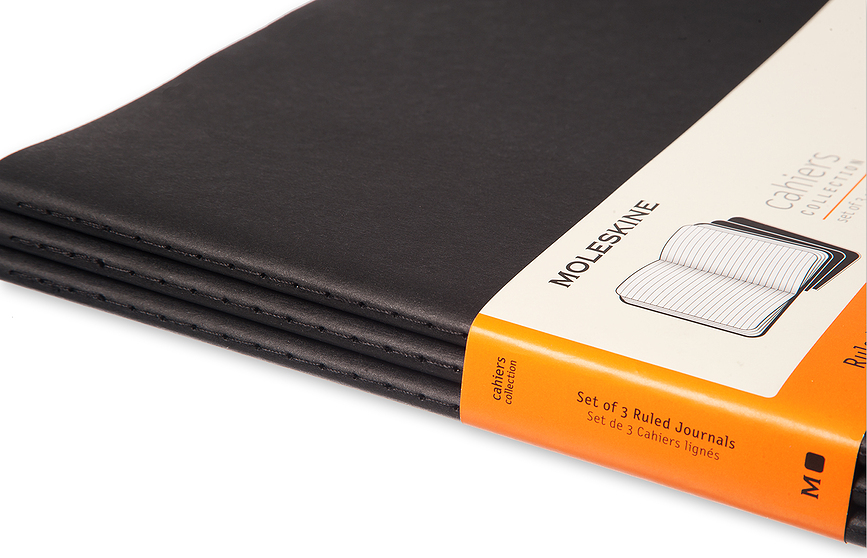 Cuadernos a rayas Moleskine Cahier Journals XXL, color arena, Pack de 3 unidades