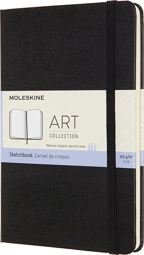 Eskizų knygelė Moleskine 165 g/m² su kietu viršeliu M 88 puslapiai