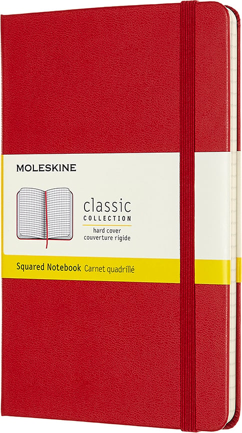Geruit notitieboek Moleskine Classic M 208 pagina's rood Hardcover