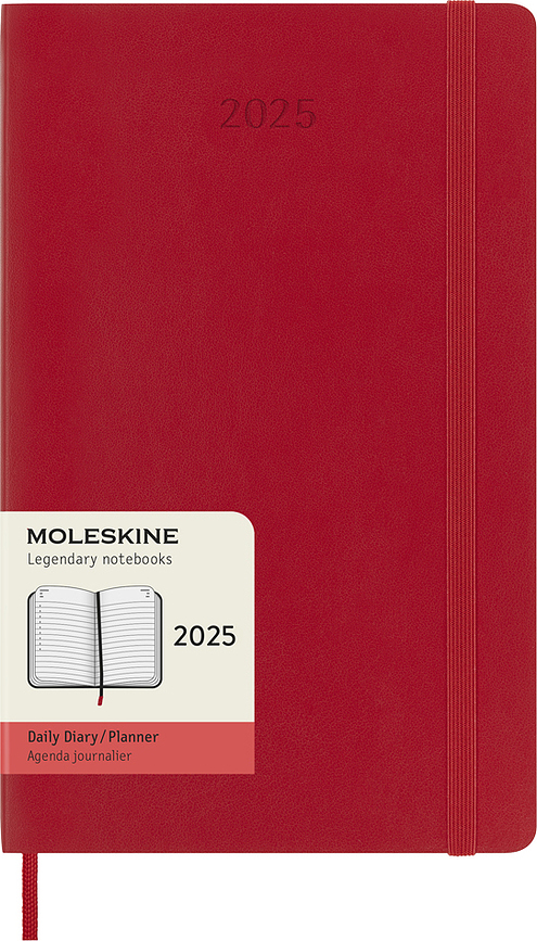 Kalendár Moleskine 2025 12M denný mäkká väzba L červený