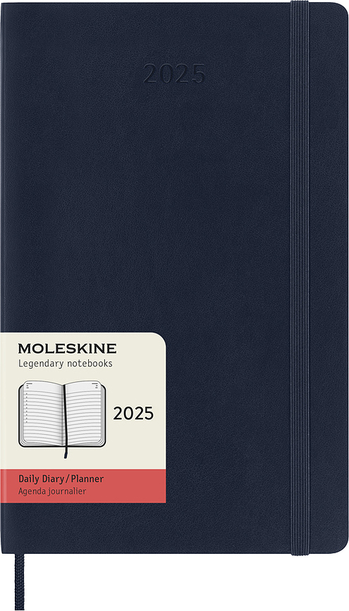 Kalendár Moleskine 2025 12M denný mäkká väzba L tmavomodrý