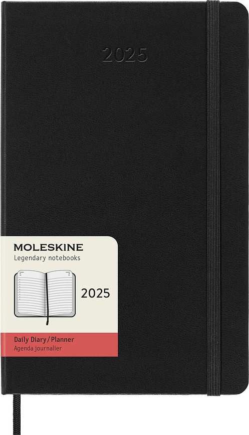 Kalendár Moleskine 2025 12M denný tvrdá väzba L čierny